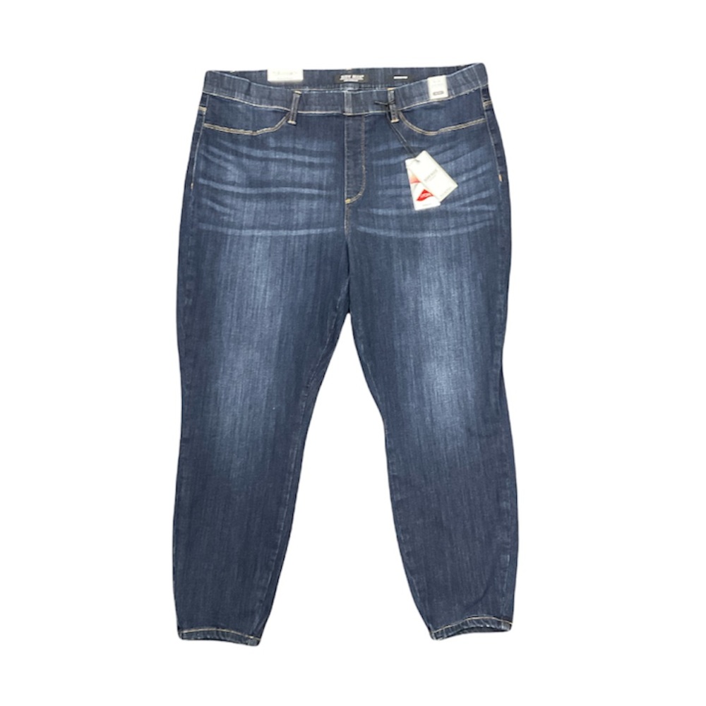 Plus Size Judy Blue Dark Wash Elastic Waist Mid Rise Skinny Jeans